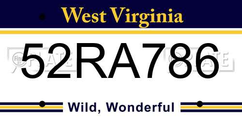52RA786 West Virginia License Plate