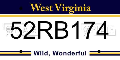 52RB174 West Virginia License Plate