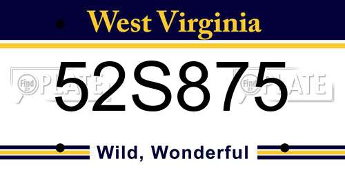 52S875 West Virginia License Plate