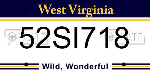 52SI718 West Virginia License Plate