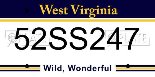 52SS247 West Virginia License Plate