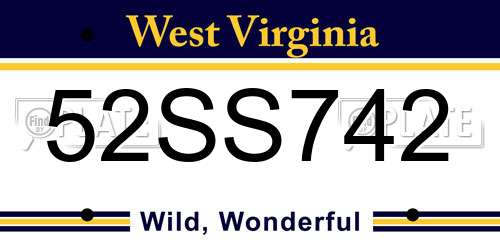 52SS742 West Virginia License Plate