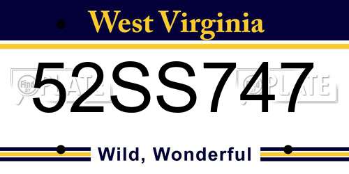 52SS747 West Virginia License Plate