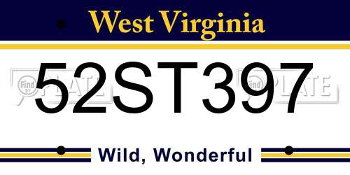 52ST397 West Virginia License Plate