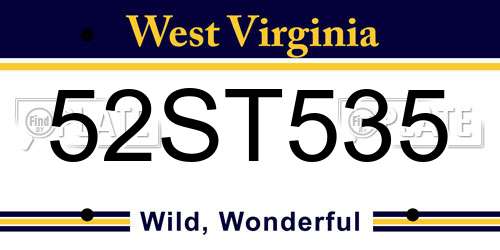 52ST535 West Virginia License Plate