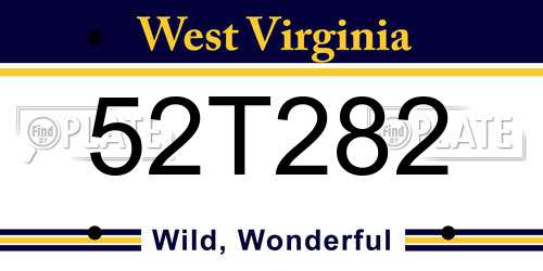52T282 West Virginia License Plate