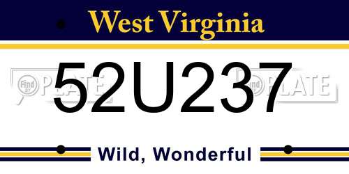 52U237 West Virginia License Plate