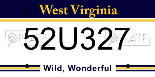 52U327 West Virginia License Plate