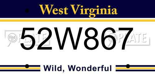 52W867 West Virginia License Plate