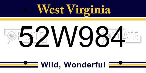 52W984 West Virginia License Plate