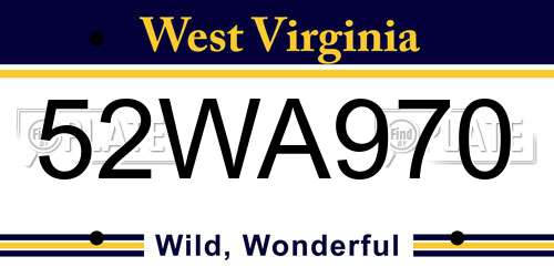 52WA970 West Virginia License Plate