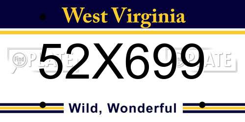 52X699 West Virginia License Plate