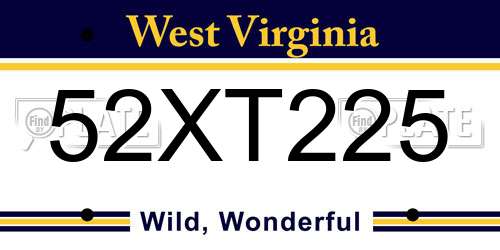 52XT225 West Virginia License Plate