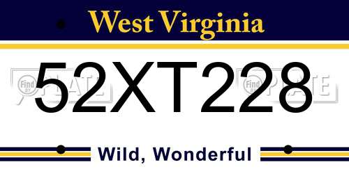 52XT228 West Virginia License Plate