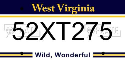 52XT275 West Virginia License Plate