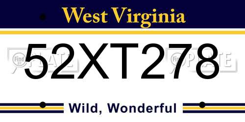 52XT278 West Virginia License Plate