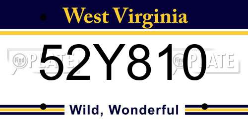 52Y810 West Virginia License Plate