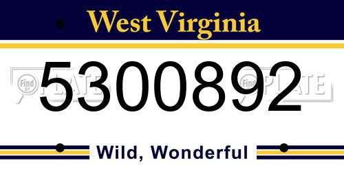 5300892 West Virginia License Plate