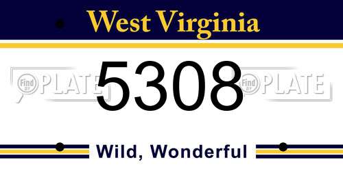 5308 West Virginia License Plate