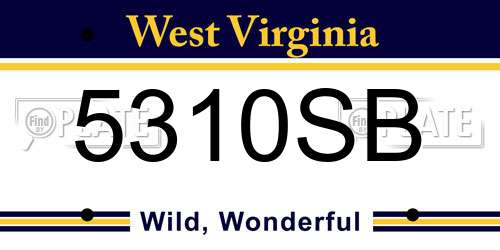 5310SB West Virginia License Plate