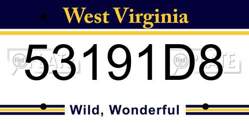 53191D8 West Virginia License Plate