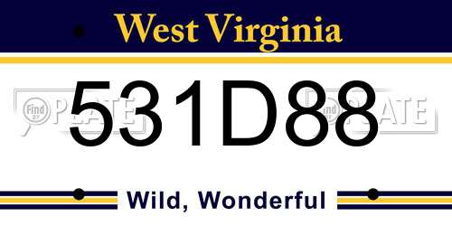 531D88 West Virginia License Plate