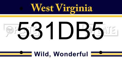 531DB5 West Virginia License Plate