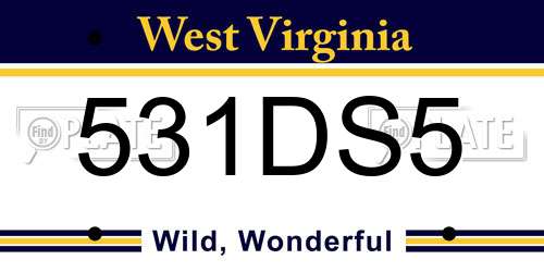 531DS5 West Virginia License Plate