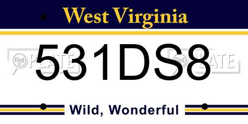 531DS8 West Virginia License Plate