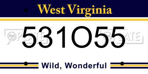 531O55 West Virginia License Plate