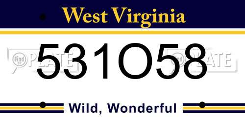 531O58 West Virginia License Plate