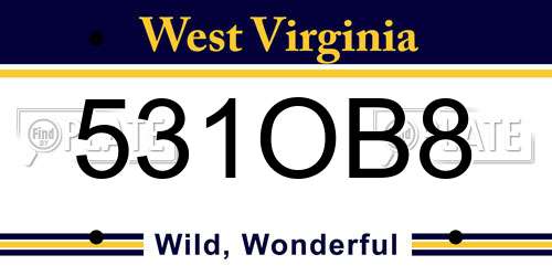 531OB8 West Virginia License Plate