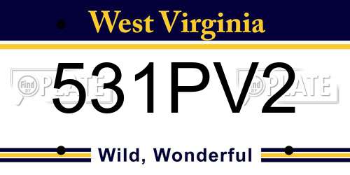 531PV2 West Virginia License Plate