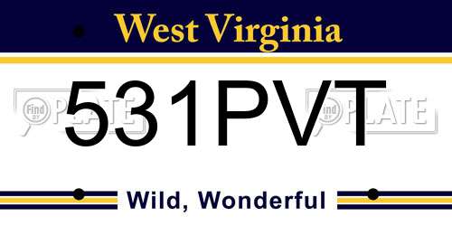 531PVT West Virginia License Plate
