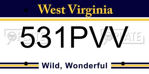 531PVV West Virginia License Plate
