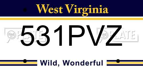 531PVZ West Virginia License Plate
