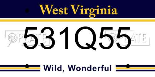 531Q55 West Virginia License Plate
