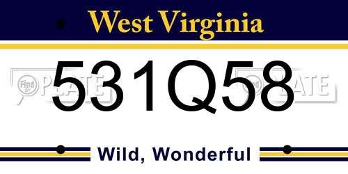 531Q58 West Virginia License Plate