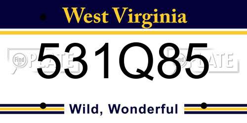 531Q85 West Virginia License Plate