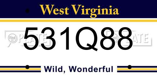 531Q88 West Virginia License Plate