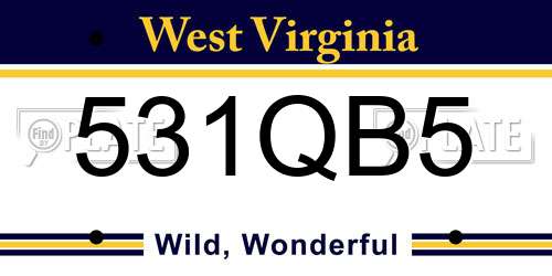 531QB5 West Virginia License Plate