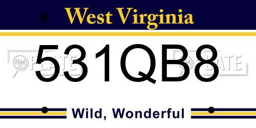 531QB8 West Virginia License Plate