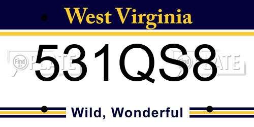 531QS8 West Virginia License Plate