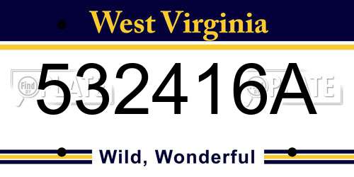 532416A West Virginia License Plate