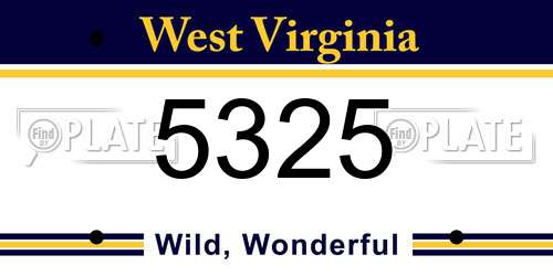5325 West Virginia License Plate