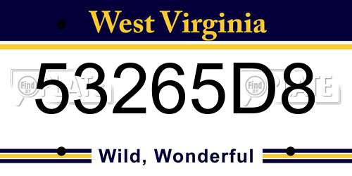 53265D8 West Virginia License Plate