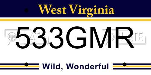533GMR West Virginia License Plate