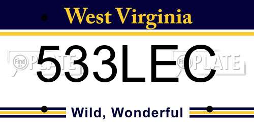 533LEC West Virginia License Plate