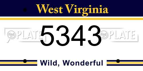 5343 West Virginia License Plate