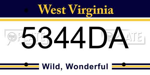 5344DA West Virginia License Plate